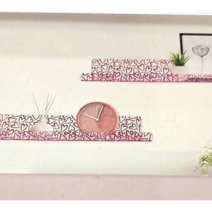 Elle & Jane Set of 2 Acrylic Floating Wall Shelves - Pink Hearts